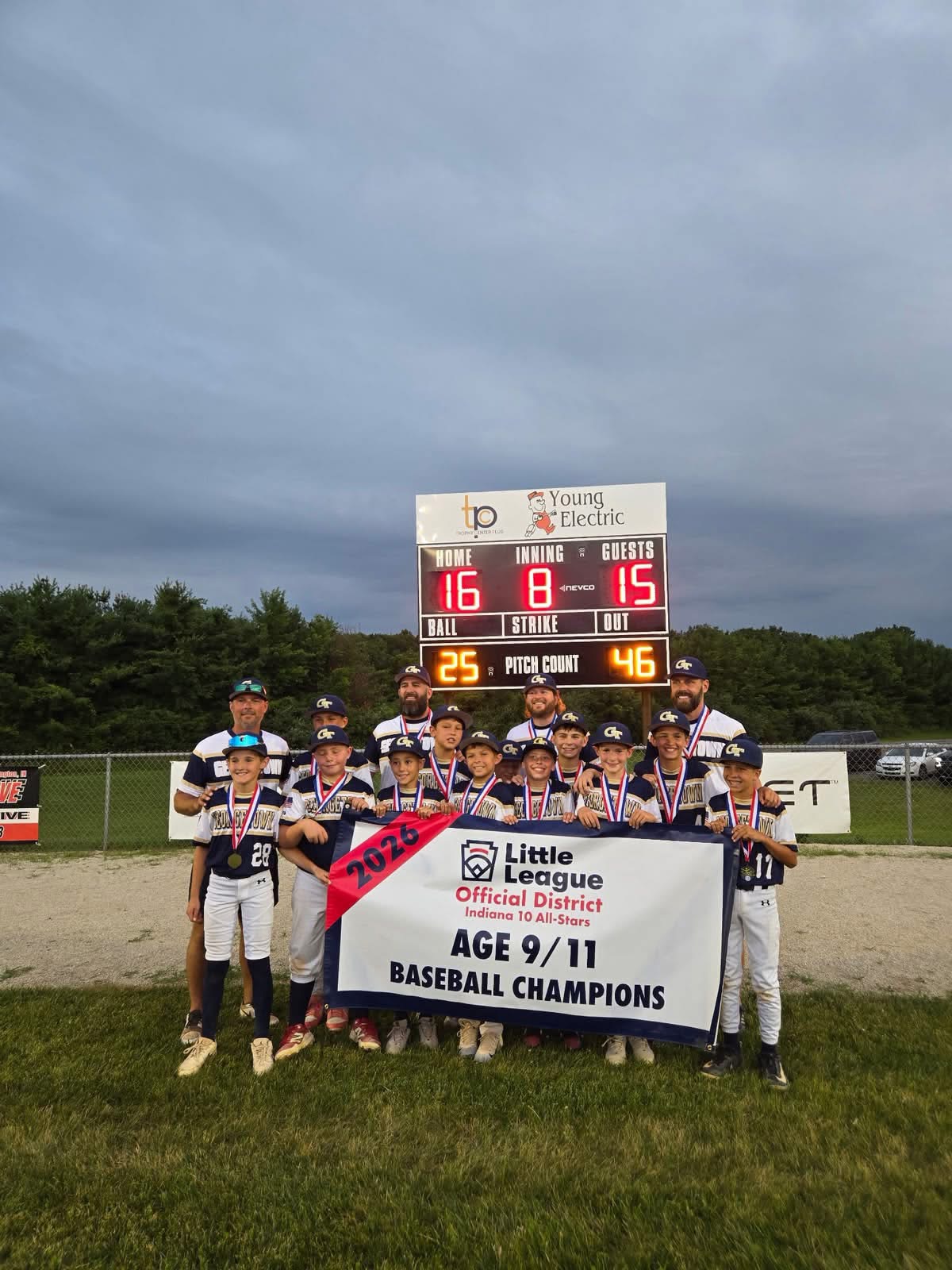 Georgetown Little League — 2026 Indiana District Age 9/11 Baseball Champions. Click picture to donate.